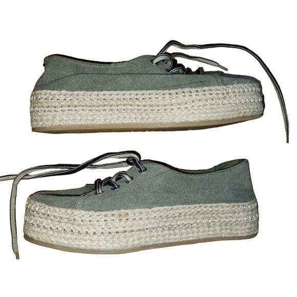 Pajar Espadrille Sneakers Olive Green‎ Canvas Lace Up Casual Shoes - Picture 5 of 10